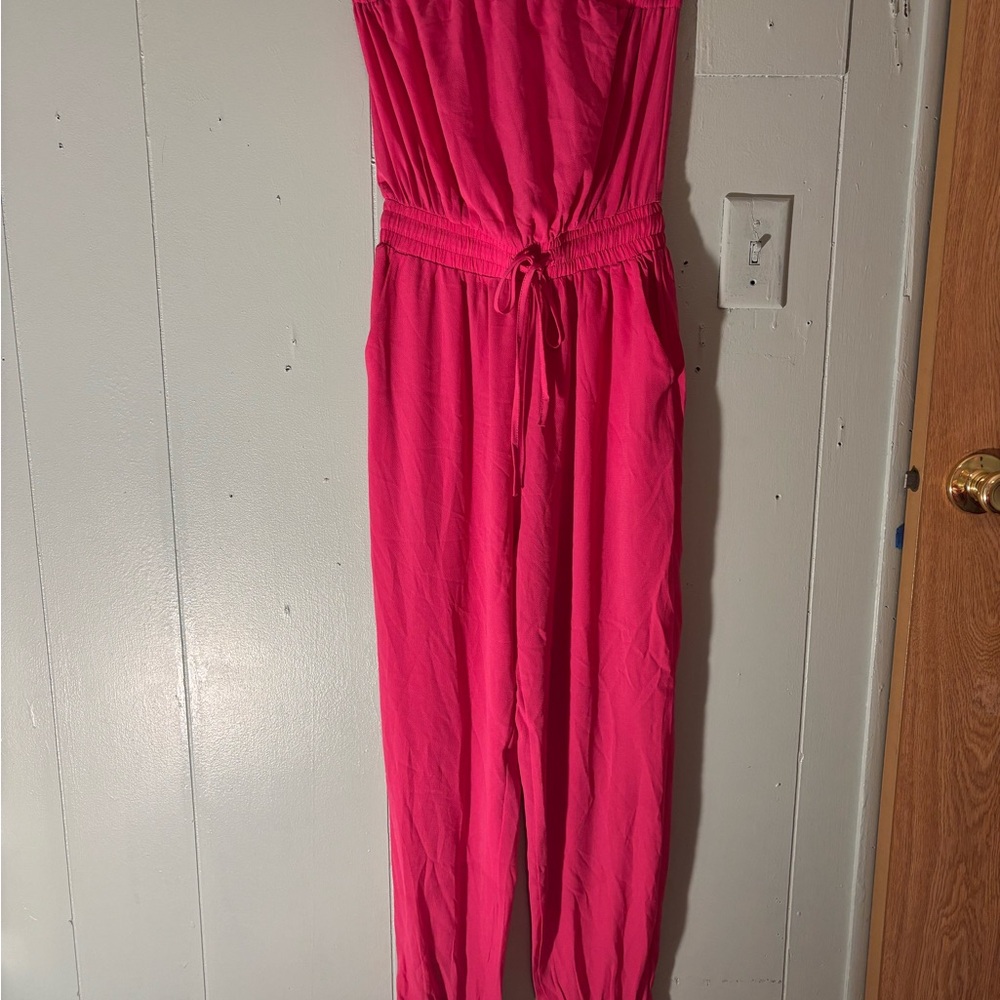Vibrant Pink Strapless Jumpsuit